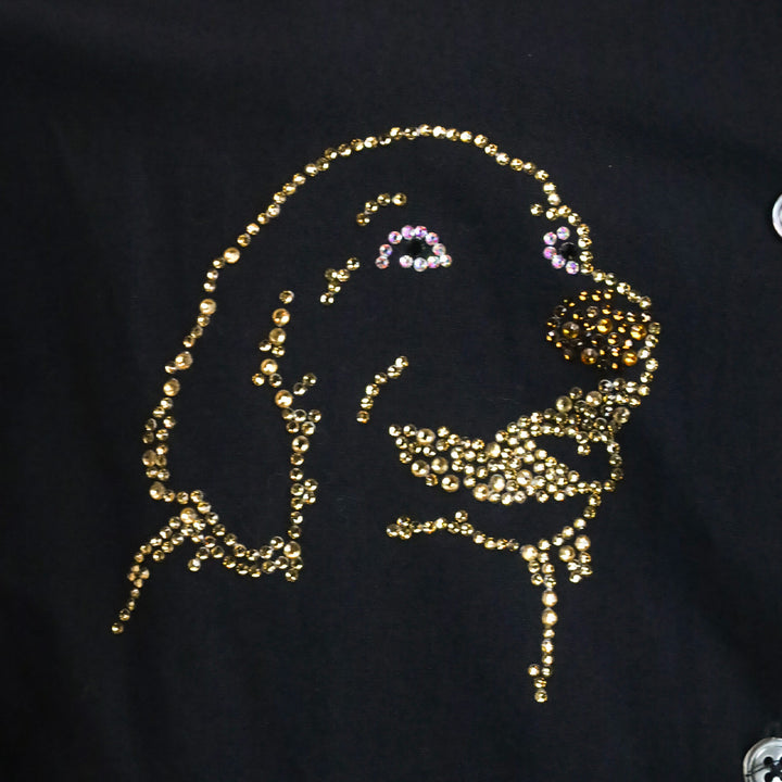 Libertine Black Dog Crystal Embellished Cotton Button-Down Shirt