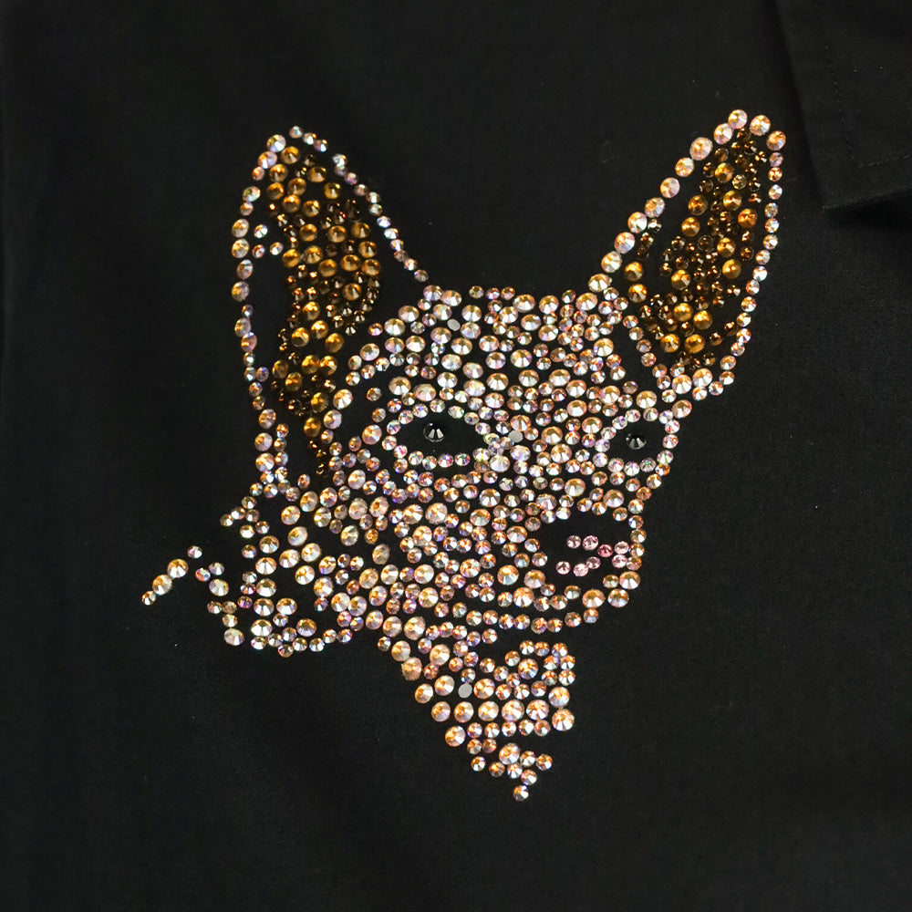 Libertine Black Dog Crystal Embellished Cotton Button-Down Shirt