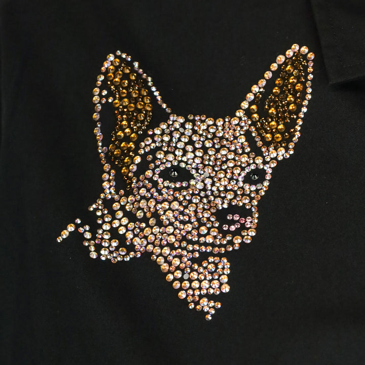 Libertine Black Dog Crystal Embellished Cotton Button-Down Shirt