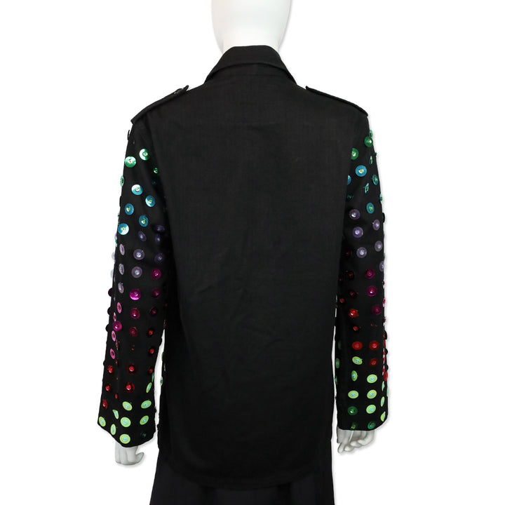 Libertine Black Herringbone Twill Multicolor Sequin Embellished Jacket