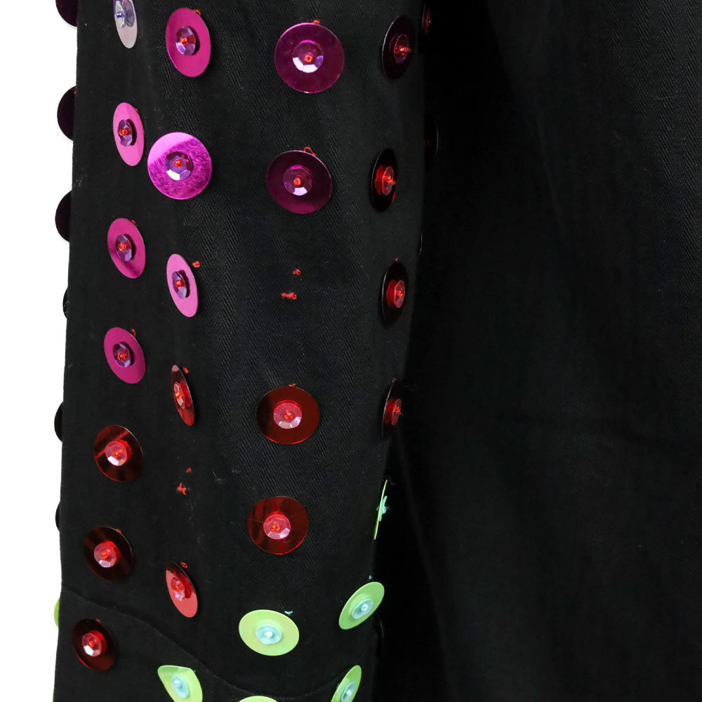 Libertine Black Herringbone Twill Multicolor Sequin Embellished Jacket