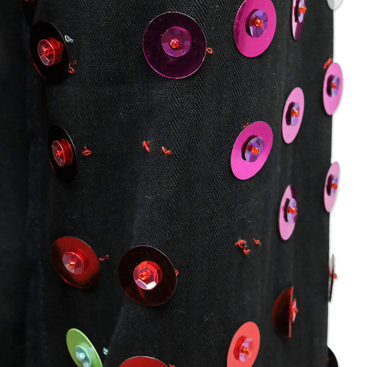 Libertine Black Herringbone Twill Multicolor Sequin Embellished Jacket