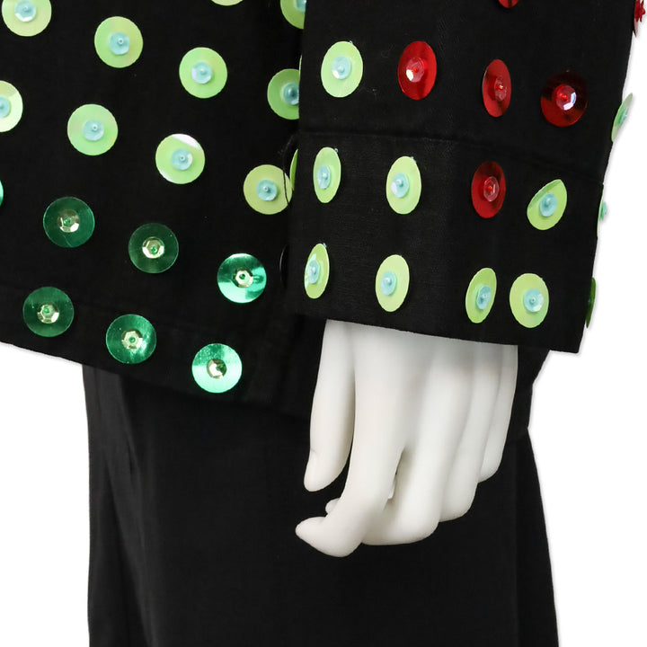 Libertine Black Herringbone Twill Multicolor Sequin Embellished Jacket