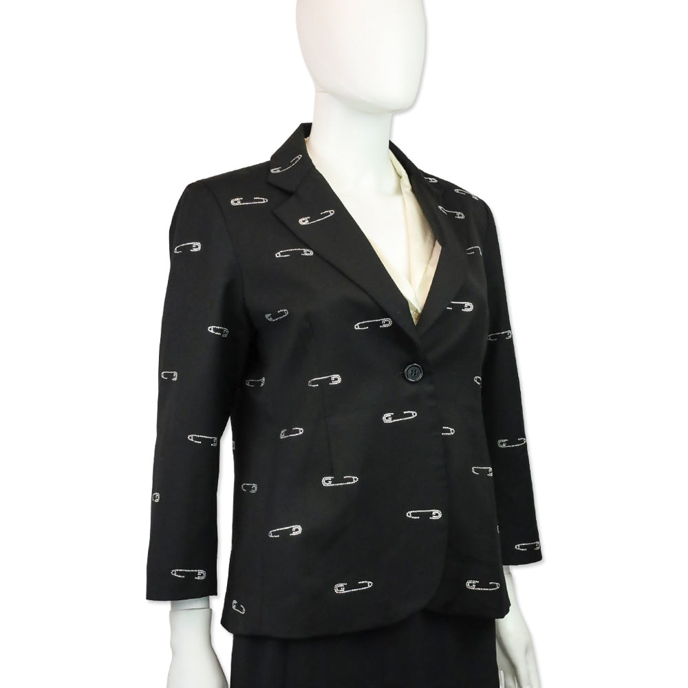 Libertine Black Safety Pin Crystal Blazer