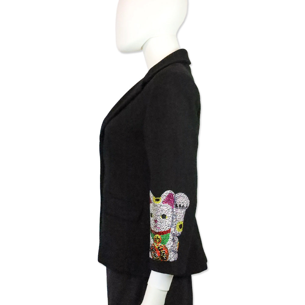Libertine Black Wool Crystal Lucky Cat Blazer