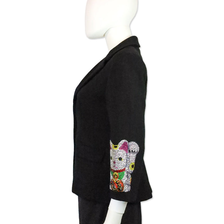Libertine Black Wool Crystal Lucky Cat Blazer