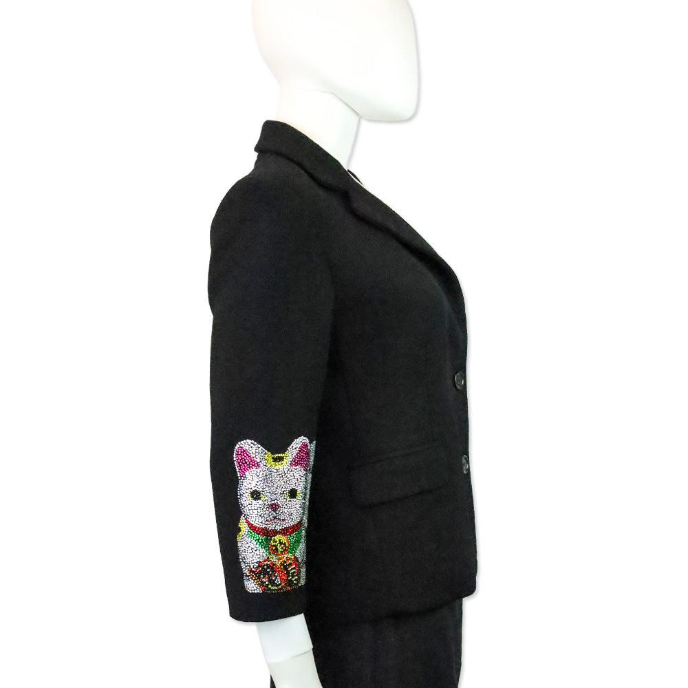 Libertine Black Wool Crystal Lucky Cat Blazer