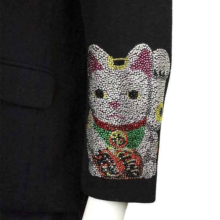 Libertine Black Wool Crystal Lucky Cat Blazer