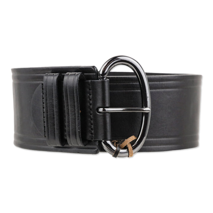 Linea Pelle Black Wide Leather Belt