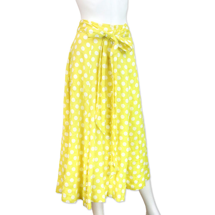 Lisa Marie Fernandez Yellow Polka Dot Linen Beach Skirt