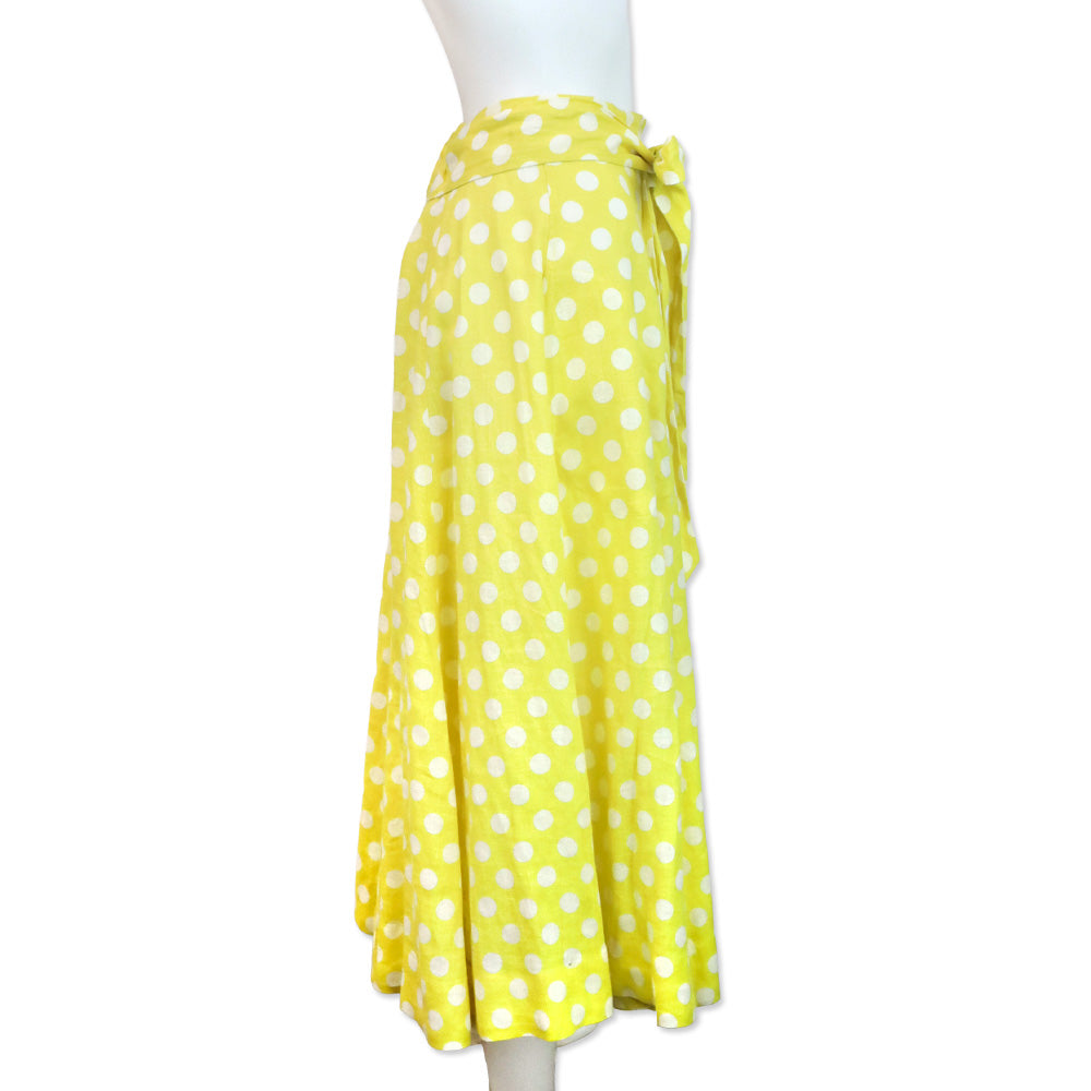 Lisa Marie Fernandez Yellow Polka Dot Linen Beach Skirt