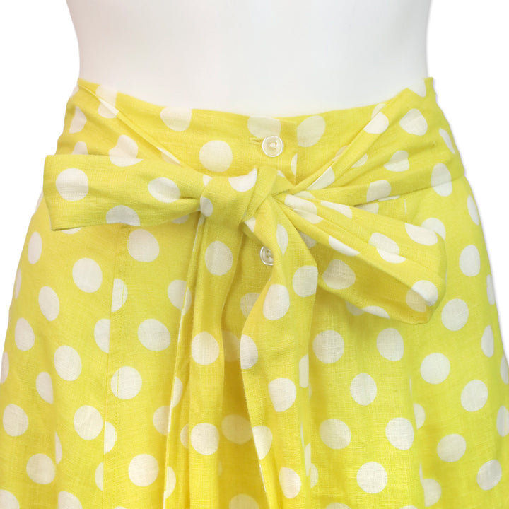 Lisa Marie Fernandez Yellow Polka Dot Linen Beach Skirt