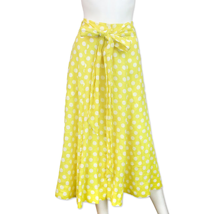 Lisa Marie Fernandez Yellow Polka Dot Linen Beach Skirt