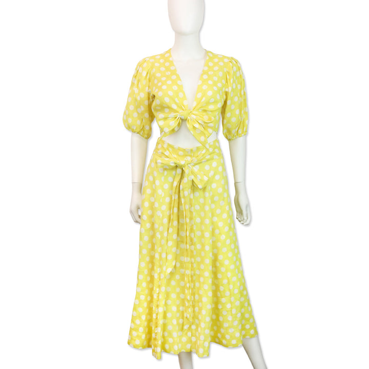 Lisa Marie Fernandez Yellow Polka Dot Linen Beach Skirt