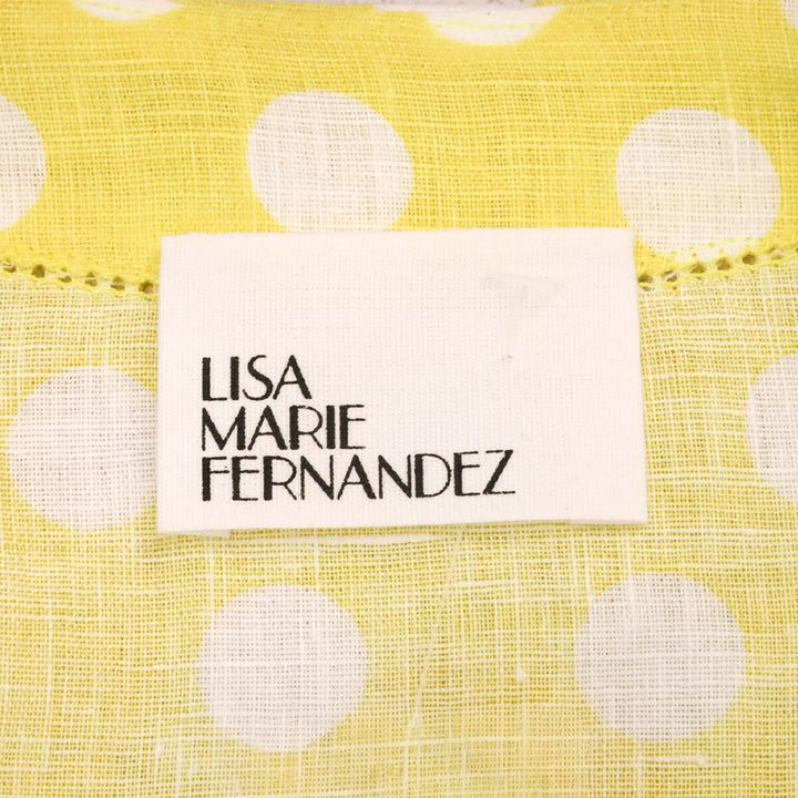 Lisa Marie Fernandez Yellow Polka Dot Pouf Linen Tie Front Blouse