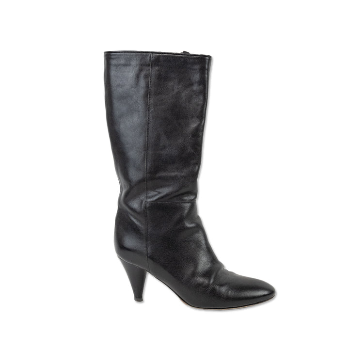 Loeffler Randal Black Leather Mid Calf Boots