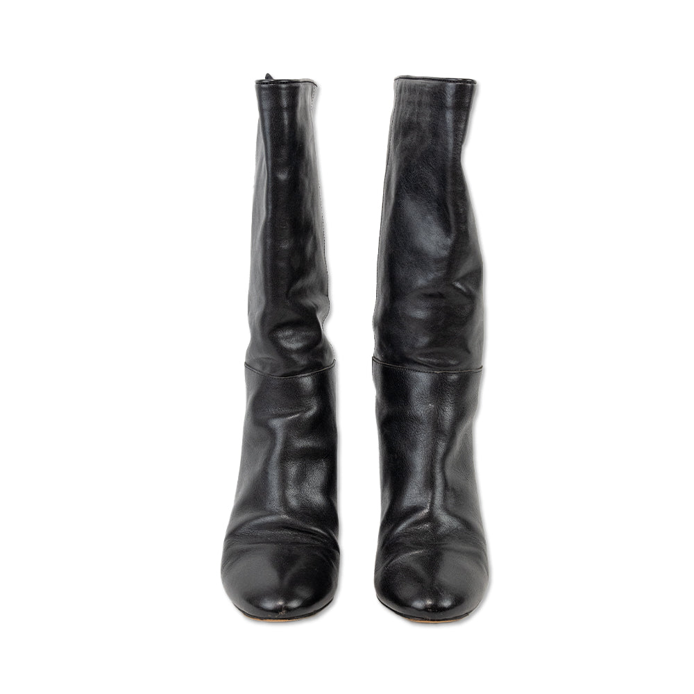 Loeffler Randal Black Leather Mid Calf Boots