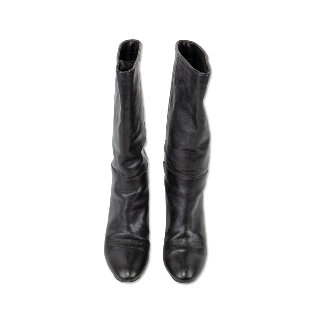 Loeffler Randal Black Leather Mid Calf Boots