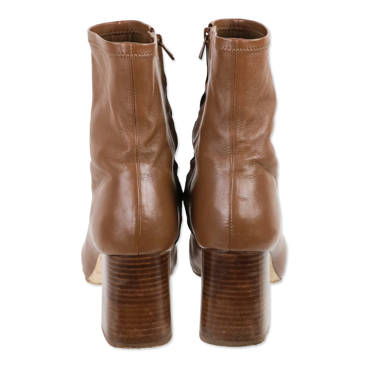 Loeffler Randal Brown Leather Heeled Ankle Boot