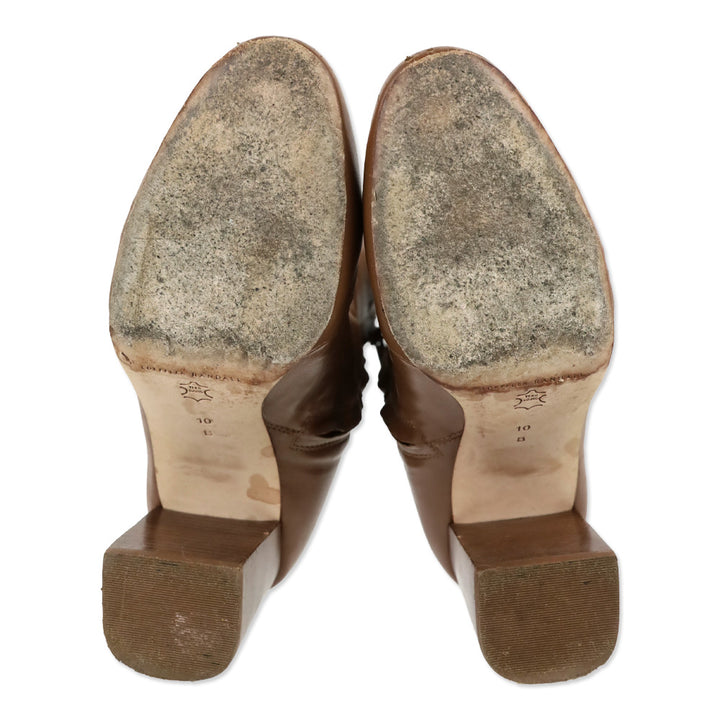 Loeffler Randal Brown Leather Heeled Ankle Boot