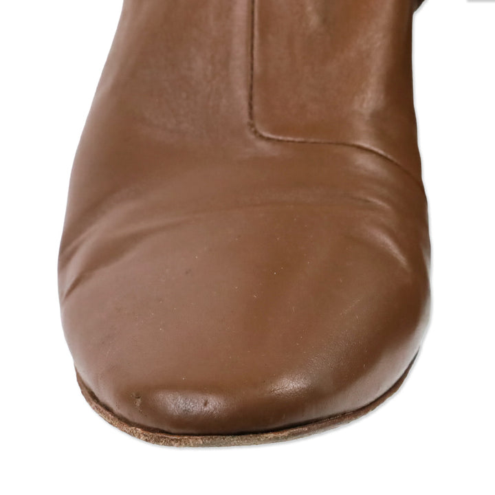 Loeffler Randal Brown Leather Heeled Ankle Boot