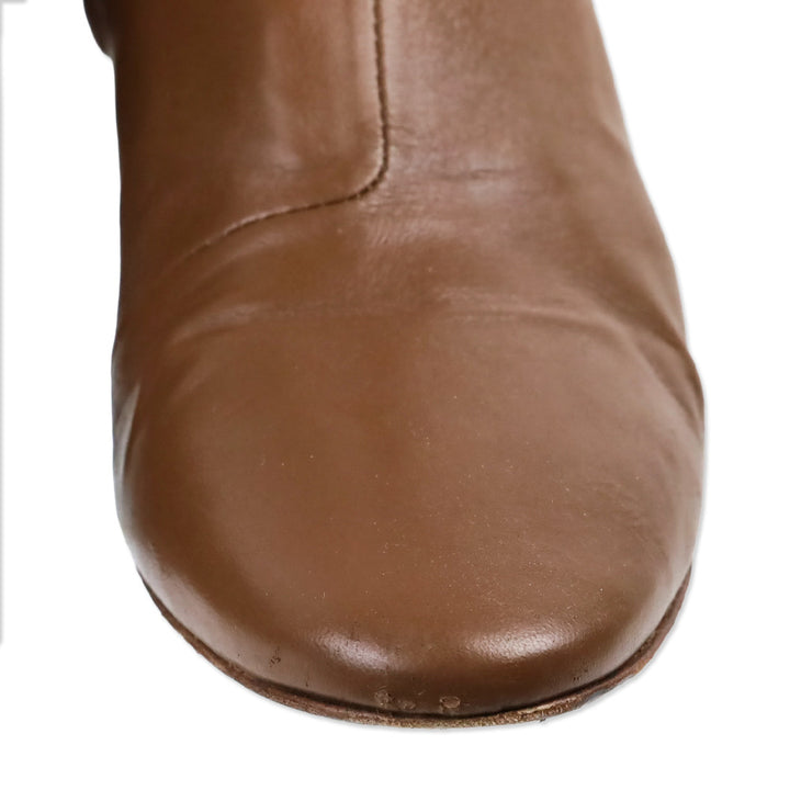 Loeffler Randal Brown Leather Heeled Ankle Boot