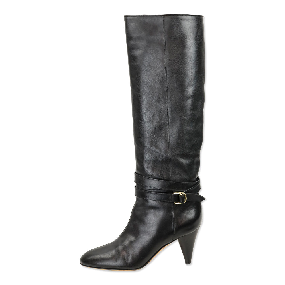 Loeffler Randal Emmy D-Ring Buckle Black Leather Boots