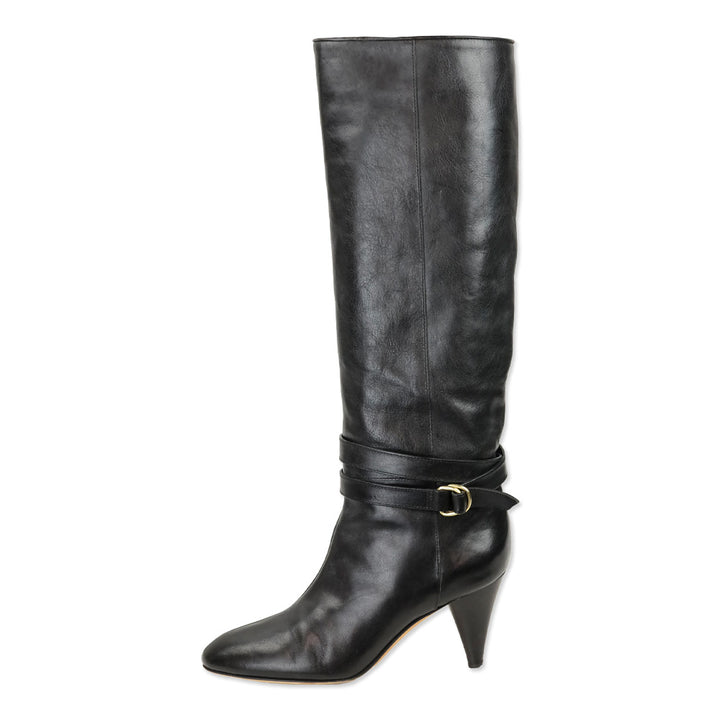 Loeffler Randal Emmy D-Ring Buckle Black Leather Boots