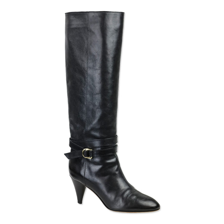 Loeffler Randal Emmy D-Ring Buckle Black Leather Boots