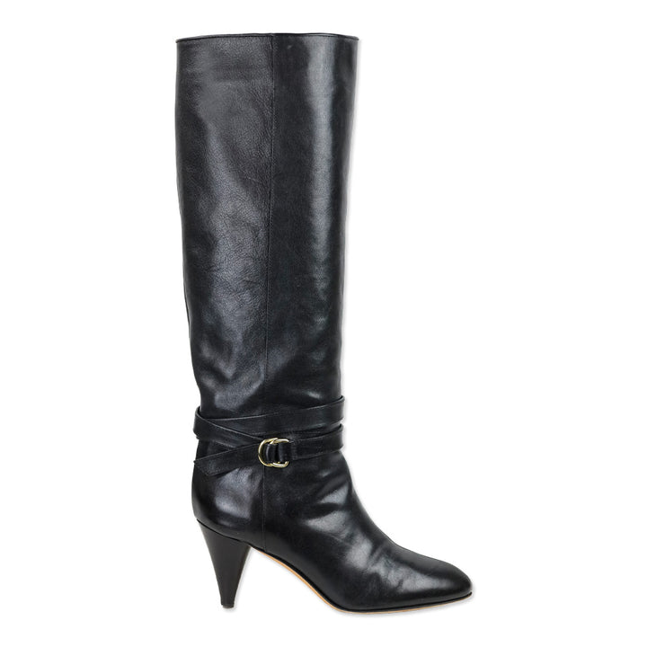 Loeffler Randal Emmy D-Ring Buckle Black Leather Boots
