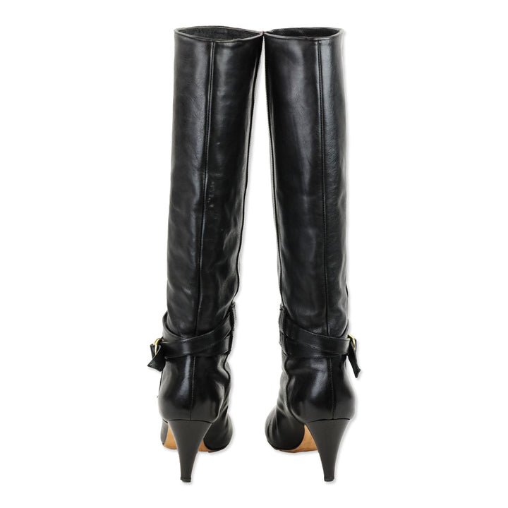 Loeffler Randal Emmy D-Ring Buckle Black Leather Boots