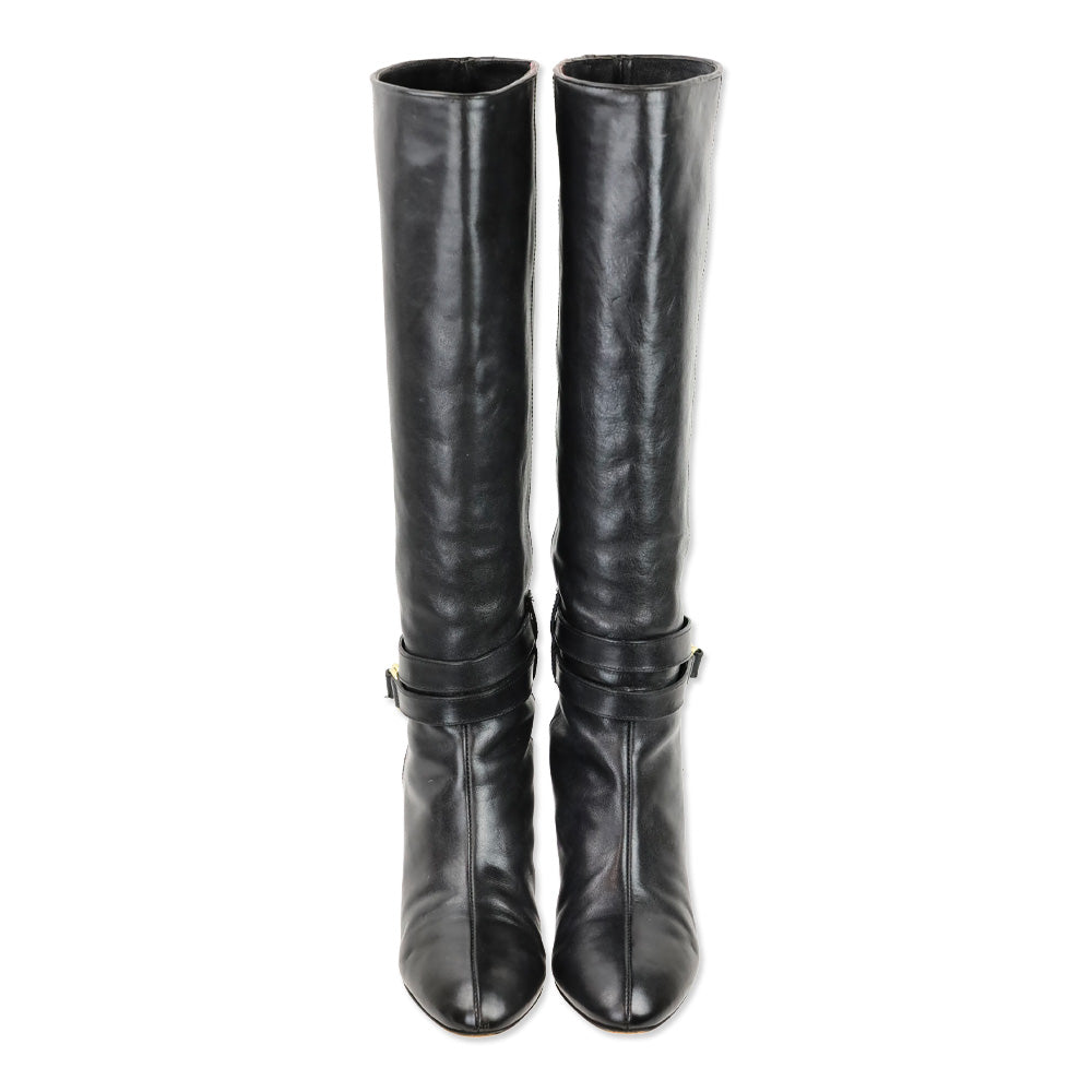 Loeffler Randal Emmy D-Ring Buckle Black Leather Boots