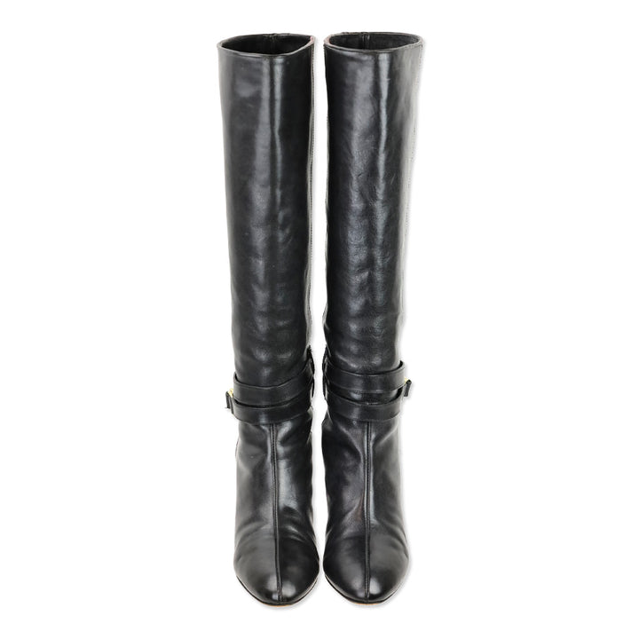 Loeffler Randal Emmy D-Ring Buckle Black Leather Boots