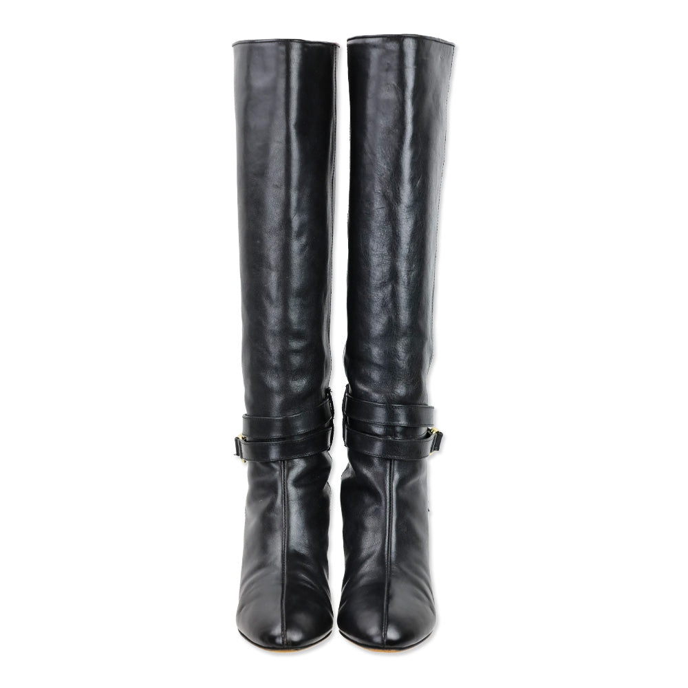 Loeffler Randal Emmy D-Ring Buckle Black Leather Boots