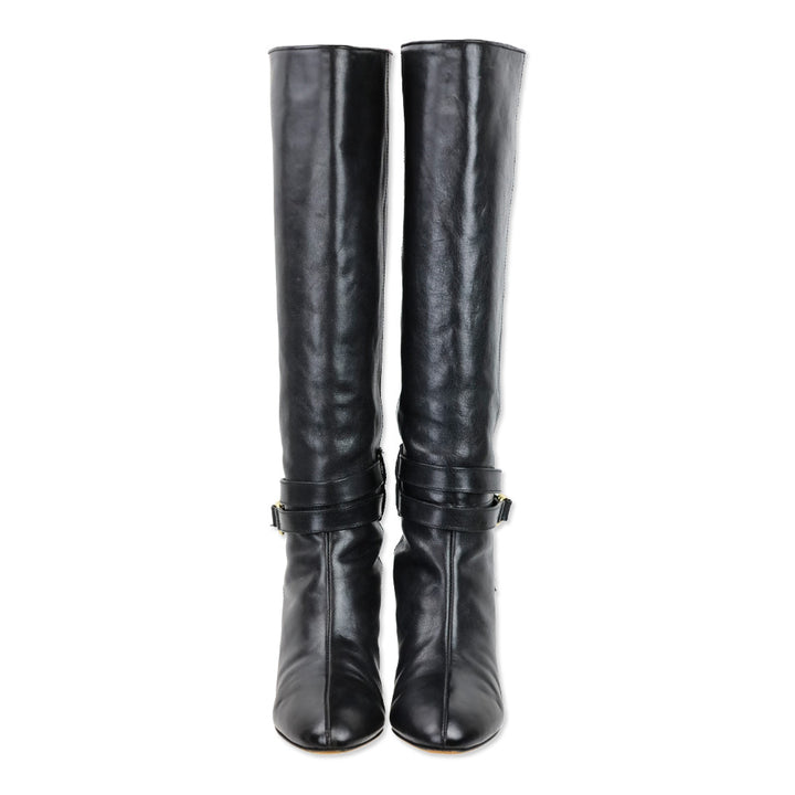 Loeffler Randal Emmy D-Ring Buckle Black Leather Boots