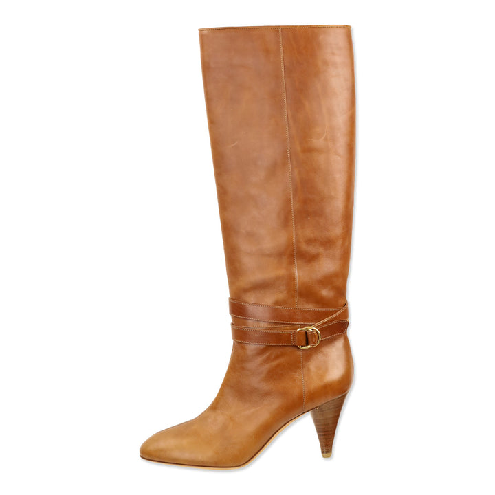Loeffler Randal Emmy D-Ring Buckle Cognac Leather Boots
