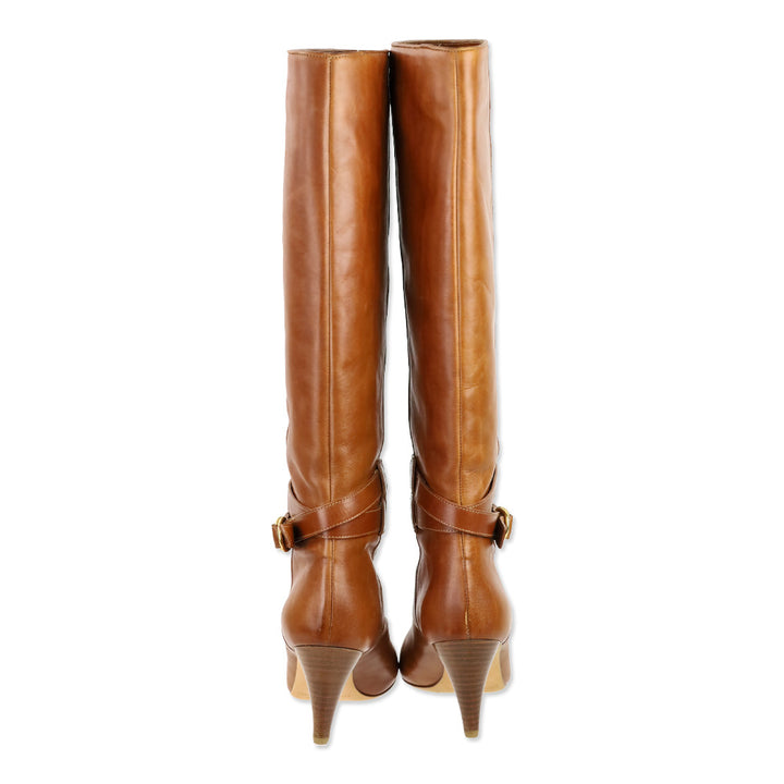 Loeffler Randal Emmy D-Ring Buckle Cognac Leather Boots