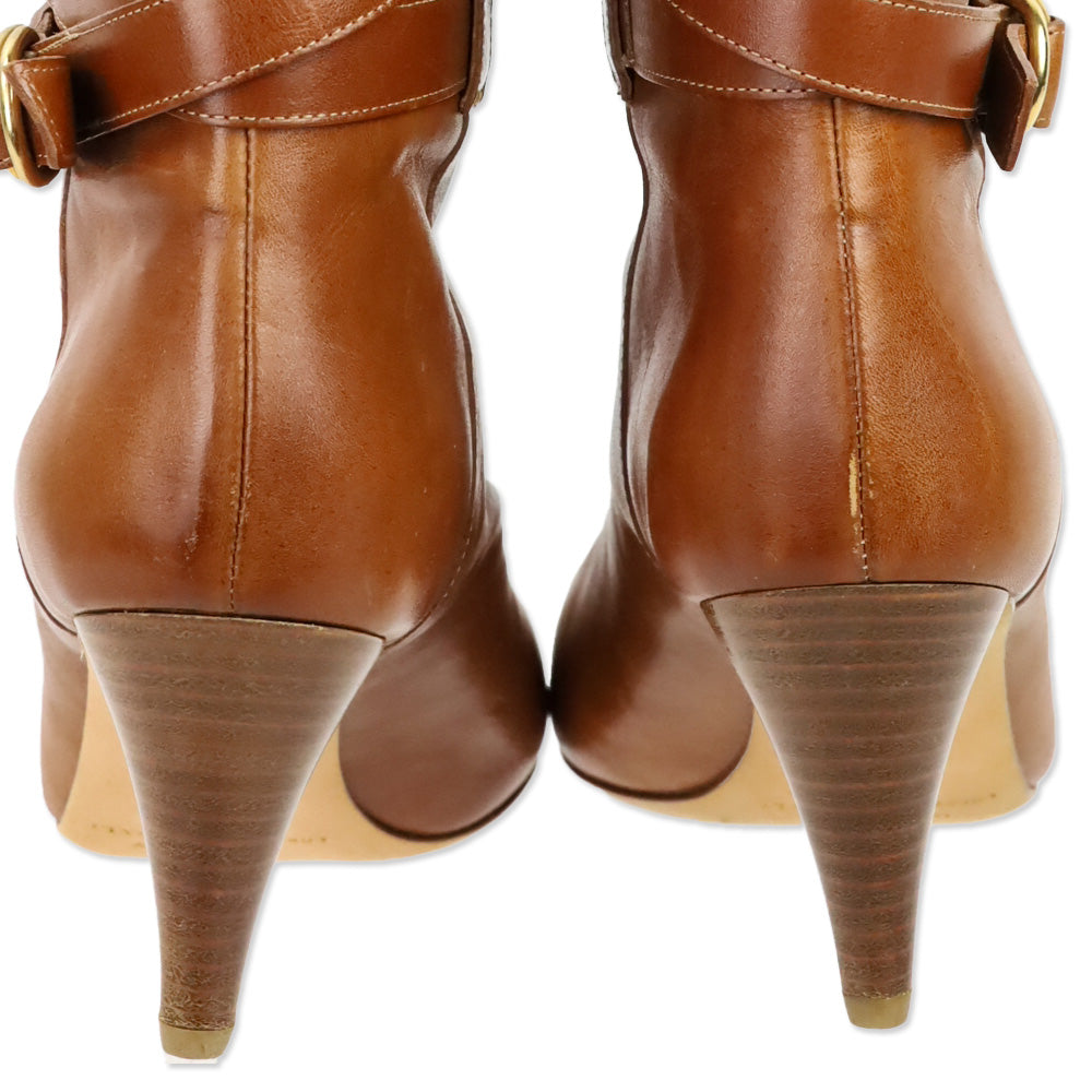 Loeffler Randal Emmy D-Ring Buckle Cognac Leather Boots