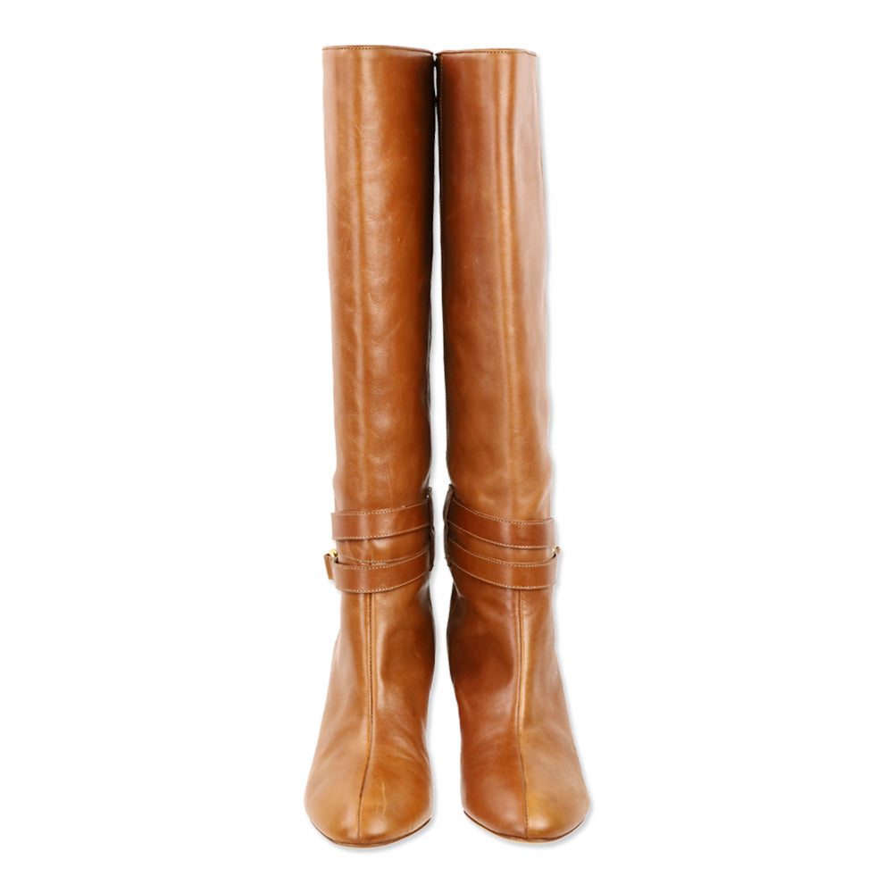Loeffler Randal Emmy D-Ring Buckle Cognac Leather Boots