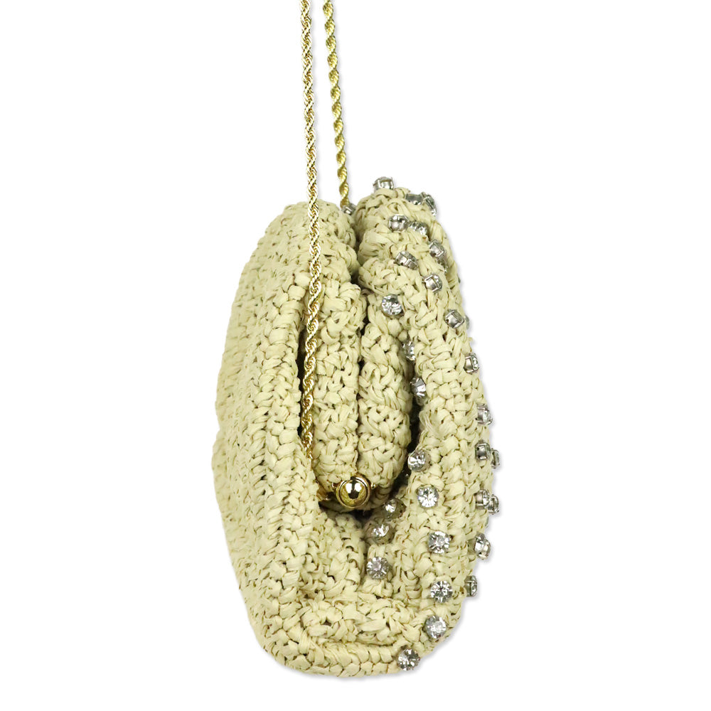 Loeffler Randall Bailey Natural/Crystal Dome Clutch