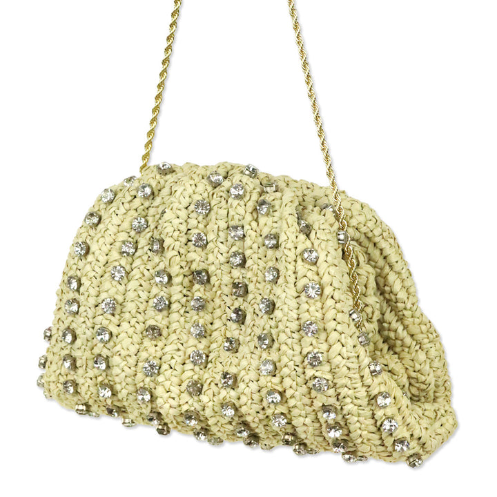 Loeffler Randall Bailey Natural/Crystal Dome Clutch