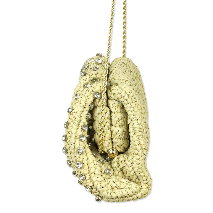 Loeffler Randall Bailey Natural/Crystal Dome Clutch