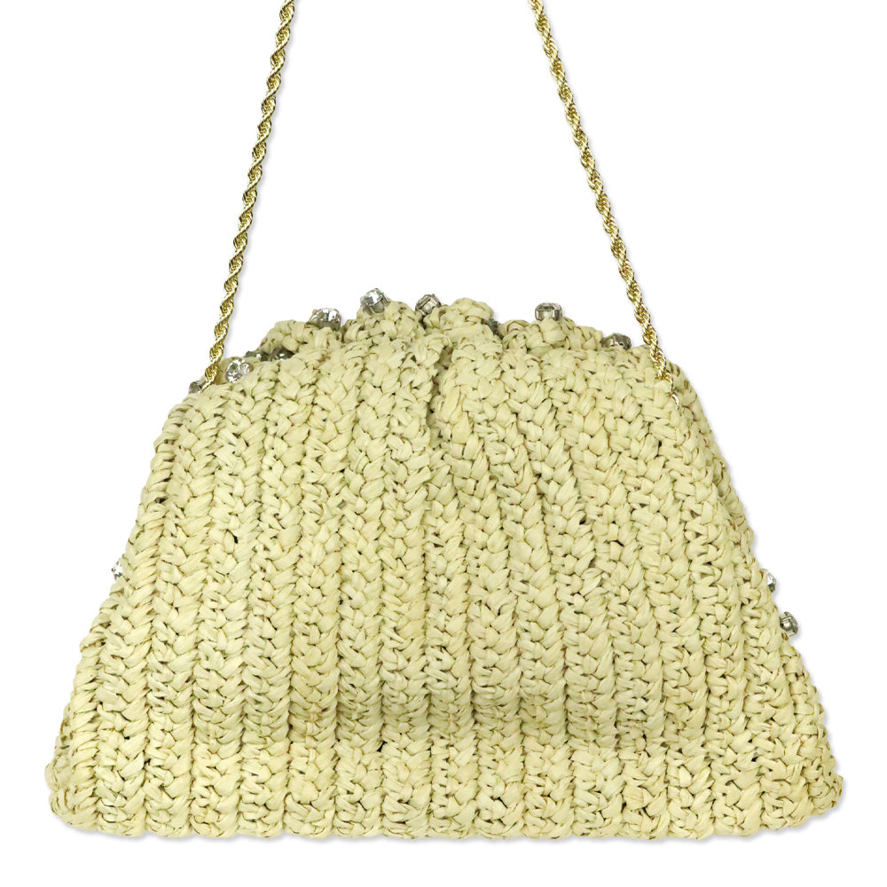 Loeffler Randall Bailey Natural/Crystal Dome Clutch