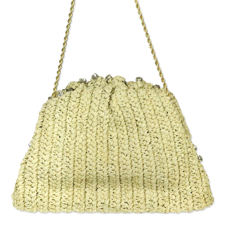 Loeffler Randall Bailey Natural/Crystal Dome Clutch