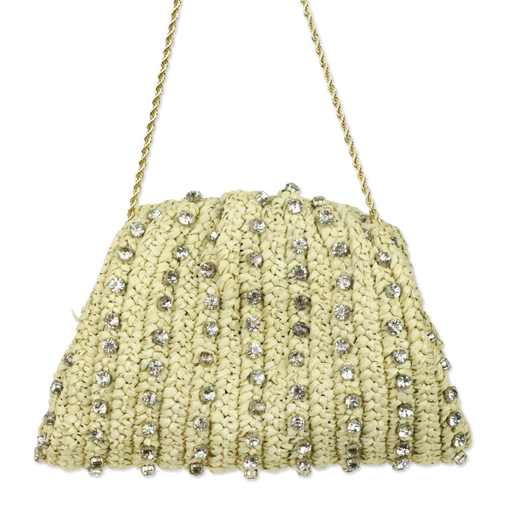 Loeffler Randall Bailey Natural/Crystal Dome Clutch
