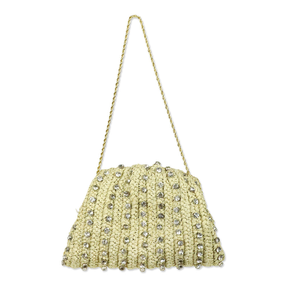 Loeffler Randall Bailey Natural/Crystal Dome Clutch
