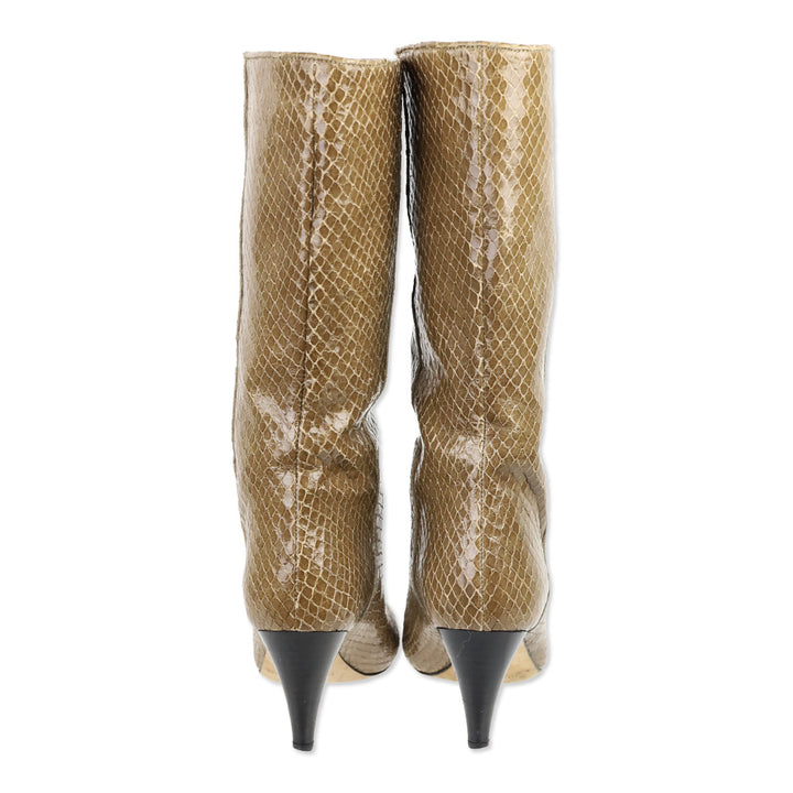Loeffler Randall Brown Snakeskin Embossed Calf Boots