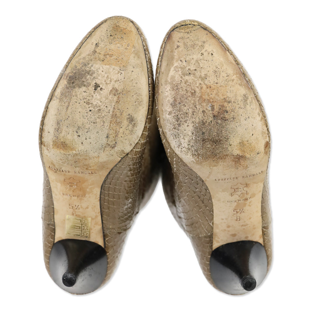Loeffler Randall Brown Snakeskin Embossed Calf Boots