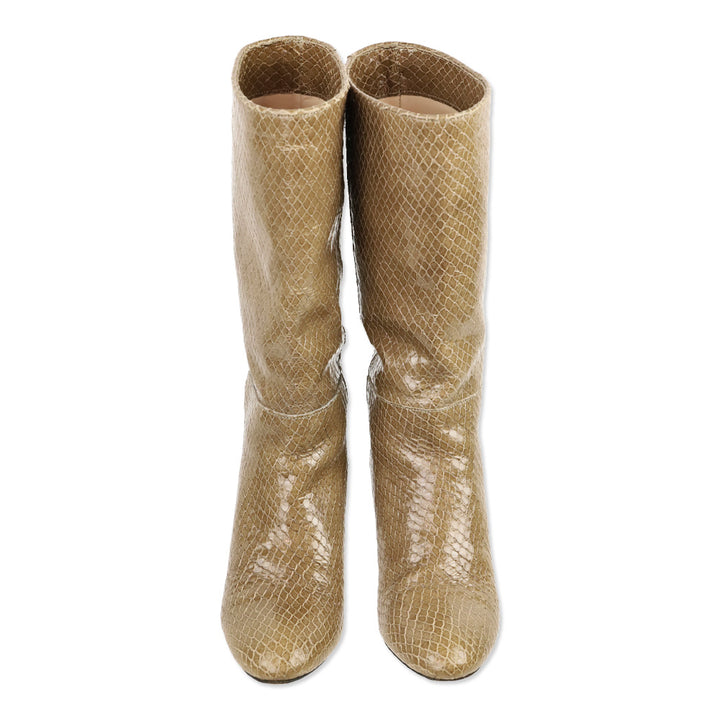 Loeffler Randall Brown Snakeskin Embossed Calf Boots