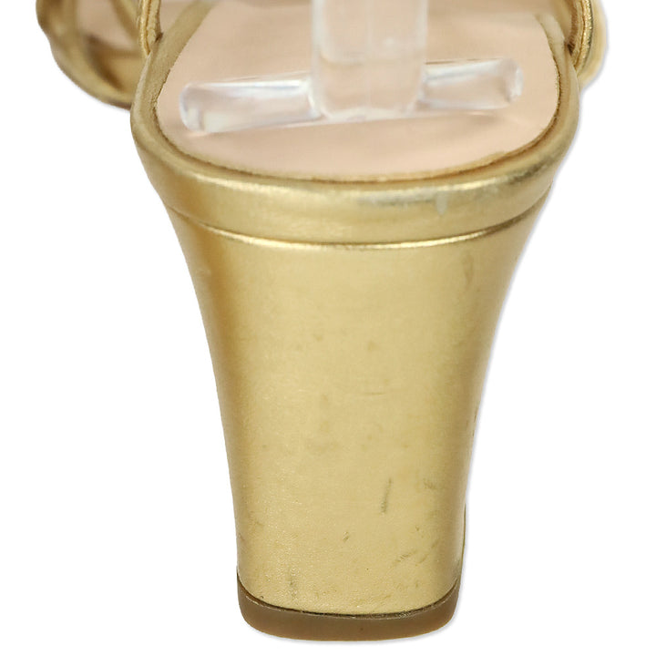 Loeffler Randall Gold Metallic Leather Knotty Ankle-Wrap Sandal